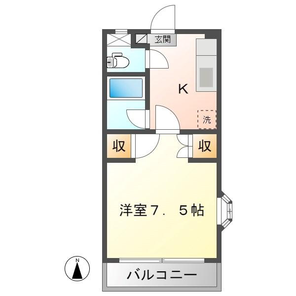 ハイツプランタン(1K/2階)の間取り写真