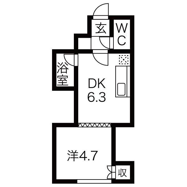 レジデンス東豊(1DK/2階)の間取り写真