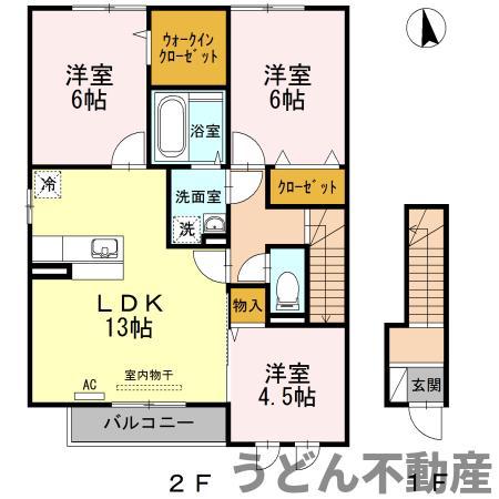 セジュールコートB(3LDK/2階)の間取り写真
