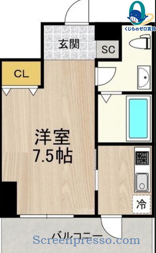 フロンティアタワー名駅南(1K/4階)の間取り写真