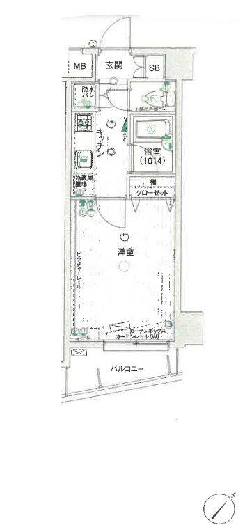 パークウェル文京千石(1K/4階)の間取り写真