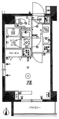 スカイコートパレス三ノ輪(1K/5階)の間取り写真