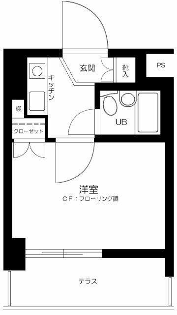 ベルメゾン二子(1K/1階)の間取り写真