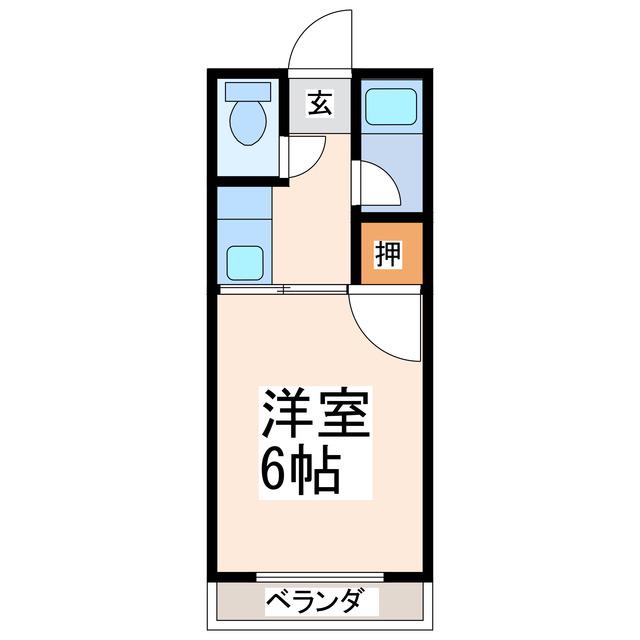 スカイハイツ新地(1K/2階)の間取り写真
