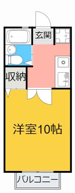ライラック(1K/2階)の間取り写真