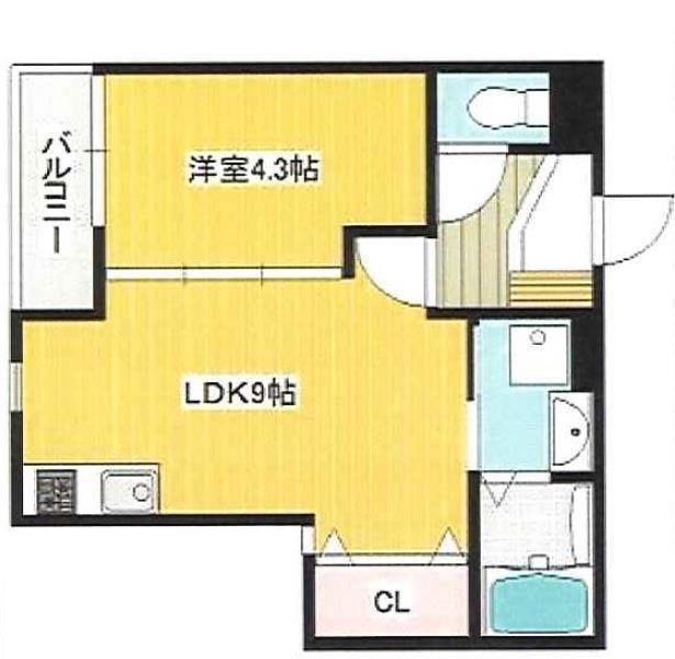 グランパシフィック萱島II(1LDK/1階)の間取り写真