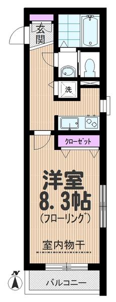 メゾンラフィネ(1K/2階)の間取り写真
