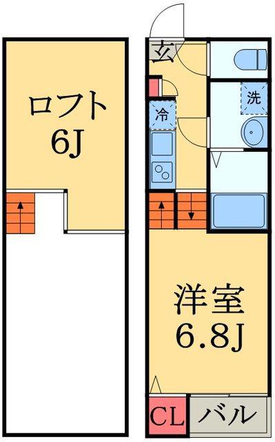 FORTUNA東千葉(1K/1階)の間取り写真