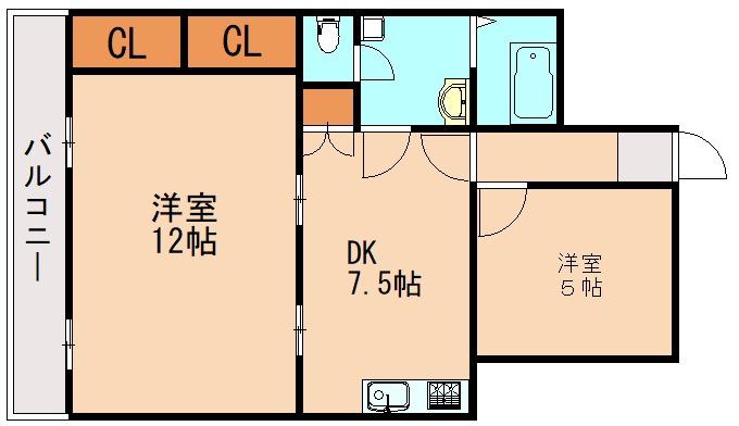 リバーサイドAI(2DK/6階)の間取り写真