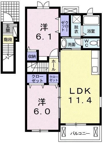 プリムラ TKO1(2LDK/2階)の間取り写真