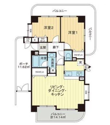 ライオンズヒルズ成増(2LDK/4階)の間取り写真
