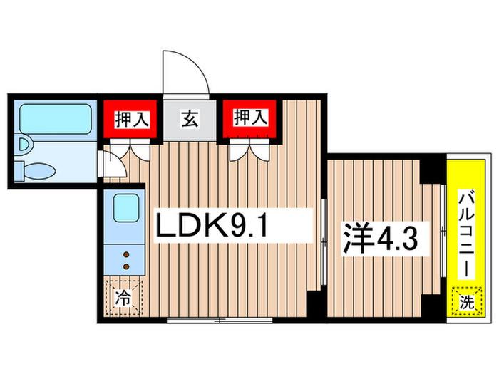 鈴伝ビル(1LDK/2階)の間取り写真