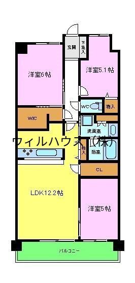 なかもずALLZ ディアコート(3LDK/7階)の間取り写真