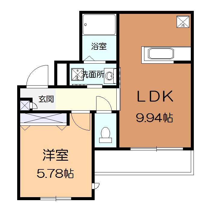オスカーAL(1LDK/1階)の間取り写真