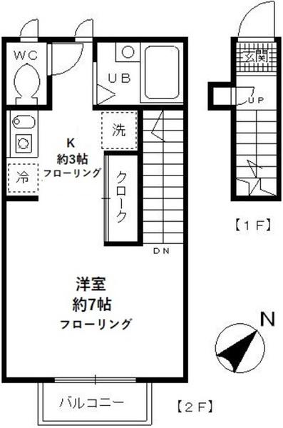 カメリア久我山(ワンルーム/2階)の間取り写真