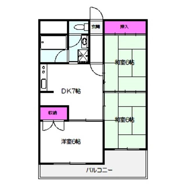 森小路長門ハイツ(3DK/5階)の間取り写真