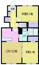 ノルド・北柏木 II(2LDK/1階)の間取り写真