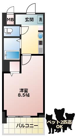 フェニックス日本橋高津(1K/4階)の間取り写真