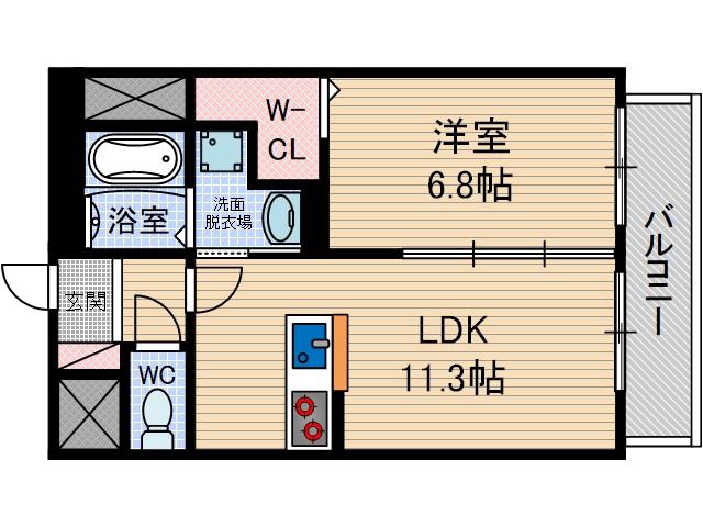 アムール彩都Ⅱ(1LDK/2階)の間取り写真