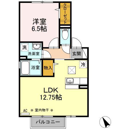 CASA FELICEA(1LDK/1階)の間取り写真