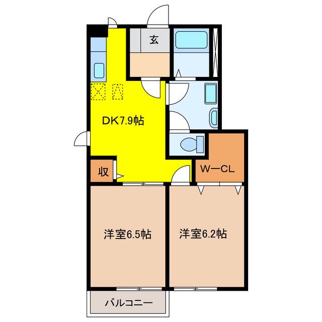 メゾンラフレシール(2DK/1階)の間取り写真