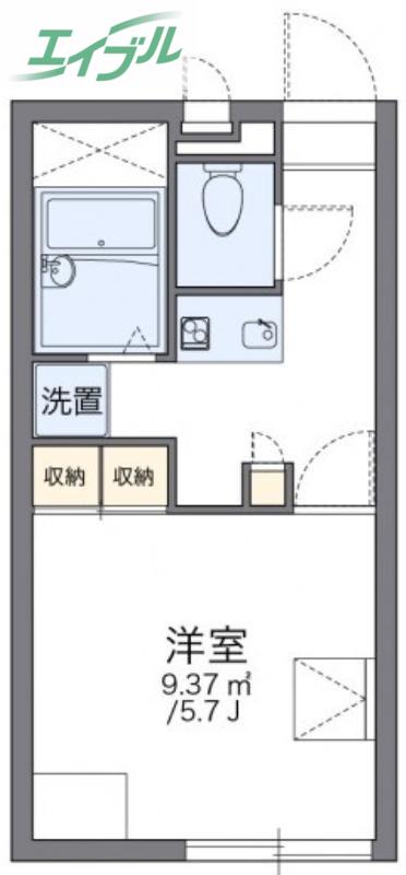 レオパレス栄(1K/1階)の間取り写真