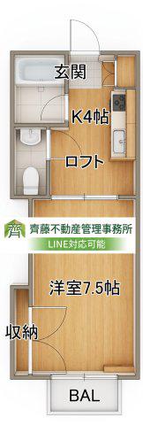 コーポ東矢本 D棟(1K/1階)の間取り写真