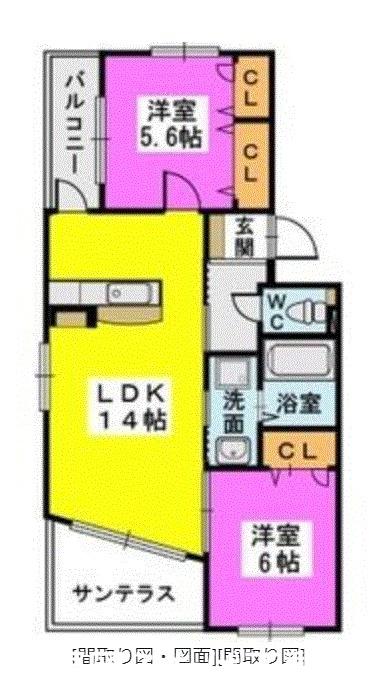 グランドゥールステラ(2LDK/1階)の間取り写真