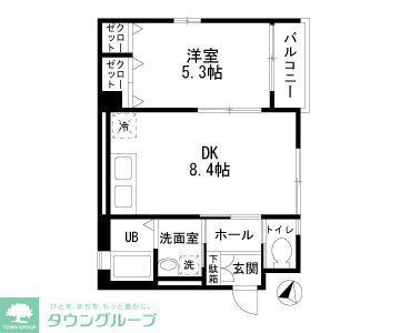 ベルジュ田園調布D棟(1DK/2階)の間取り写真