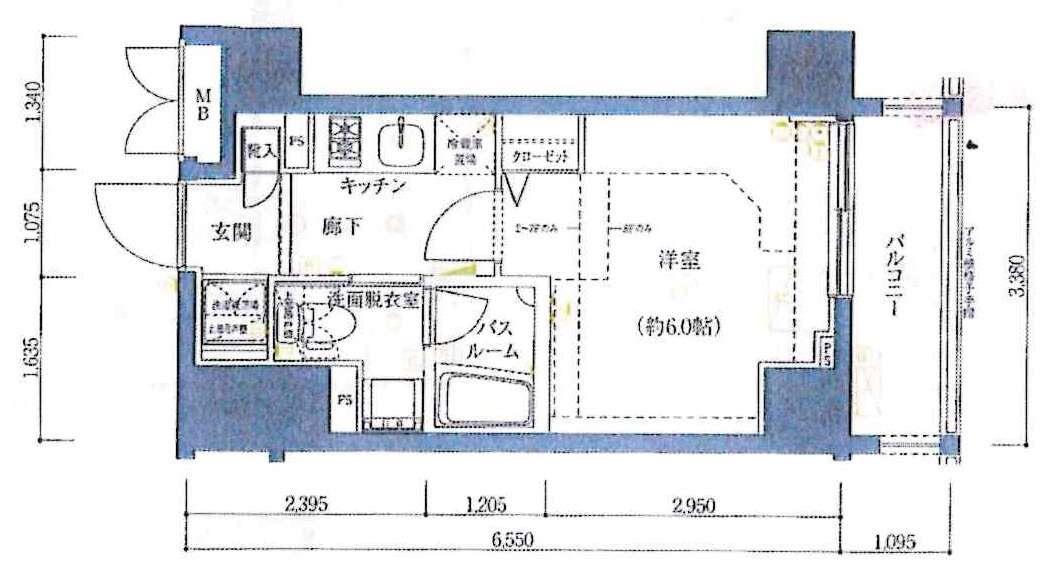 ズーム浜松町(1K/7階)の間取り写真
