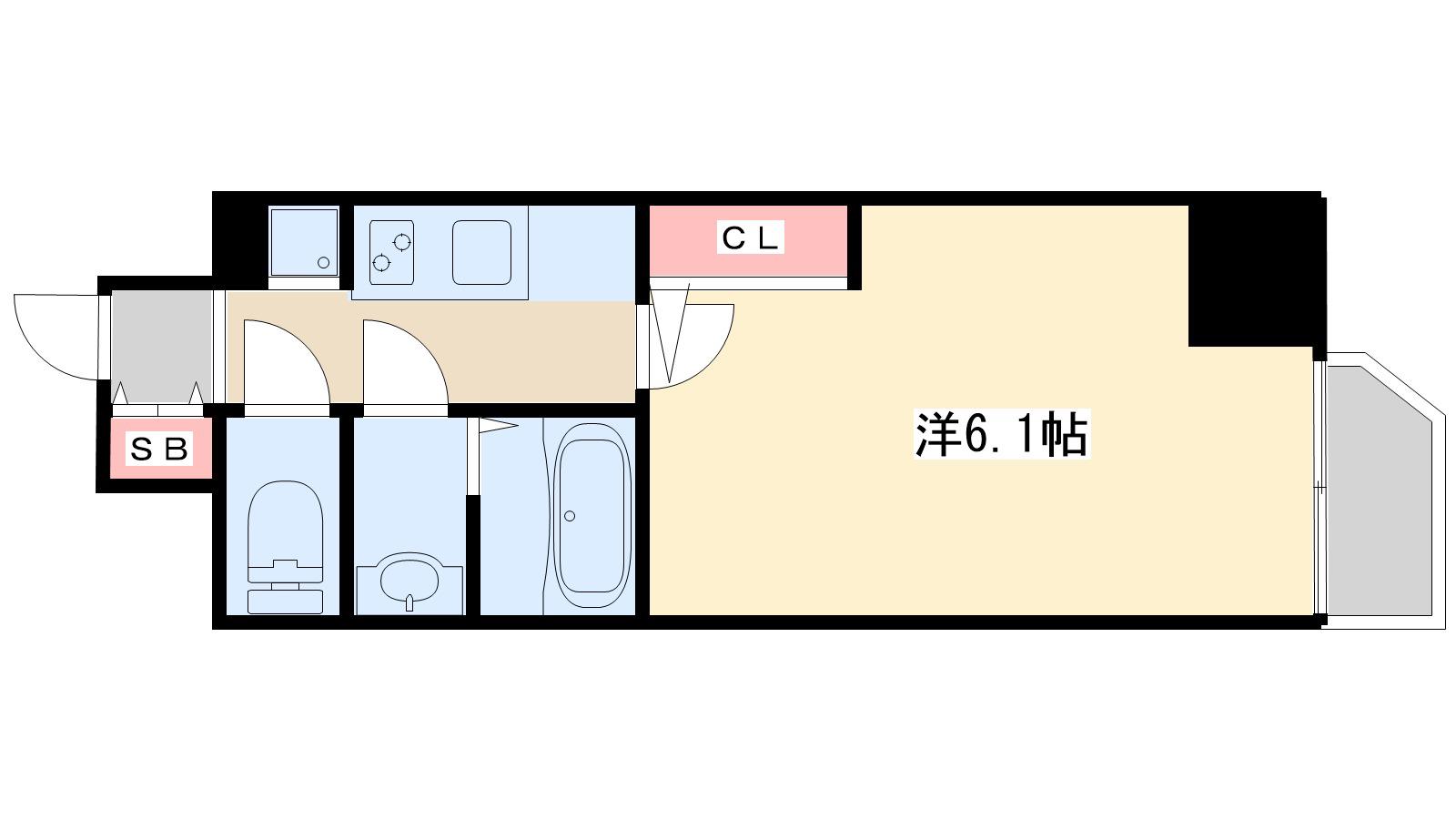 エムブイインプ新大阪(1K/11階)の間取り写真