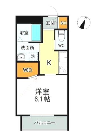 アベニール川口(1K/2階)の間取り写真