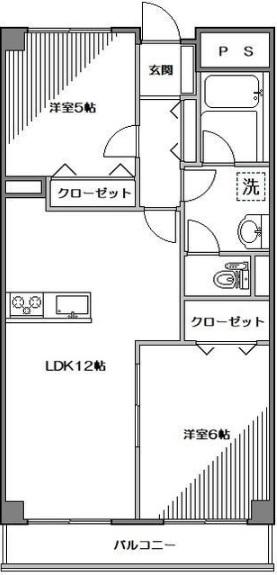 ハイネス目黒(2LDK/6階)の間取り写真