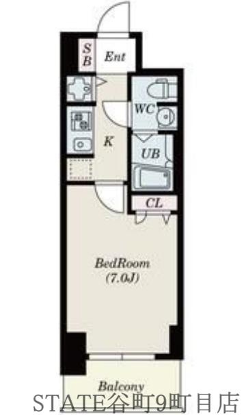 S-RESIDENCE難波BRILLER(1K/7階)の間取り写真
