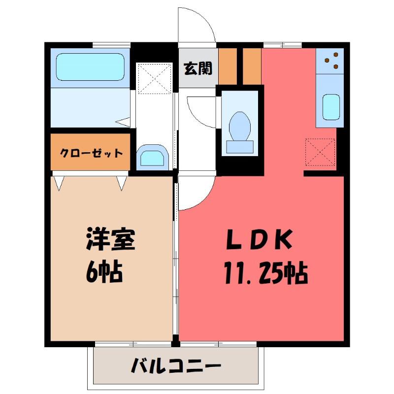 ブルーサファイア B(1LDK/2階)の間取り写真