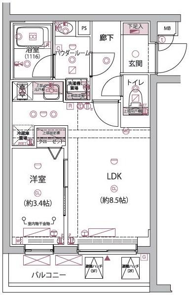 アルコバレーノ分倍河原(1LDK/3階)の間取り写真