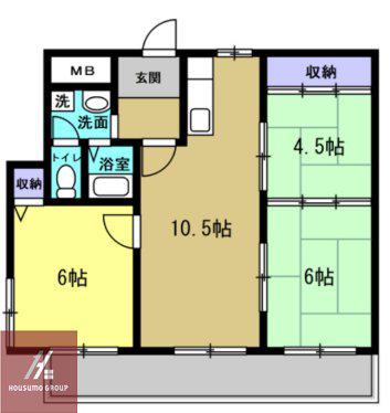 粋交苑マンション(3LDK/8階)の間取り写真