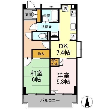 アーバンエクセル蘇我(2DK/5階)の間取り写真
