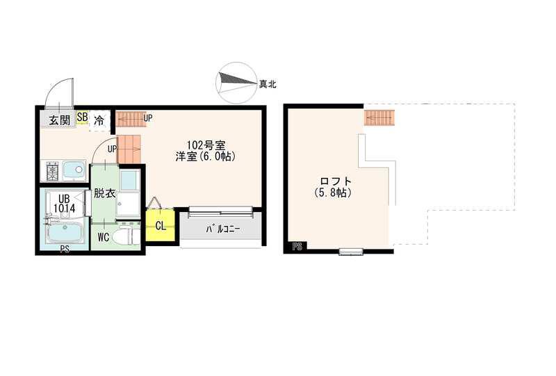 ハーモ二ーテラス墨江(1SK/1階)の間取り写真