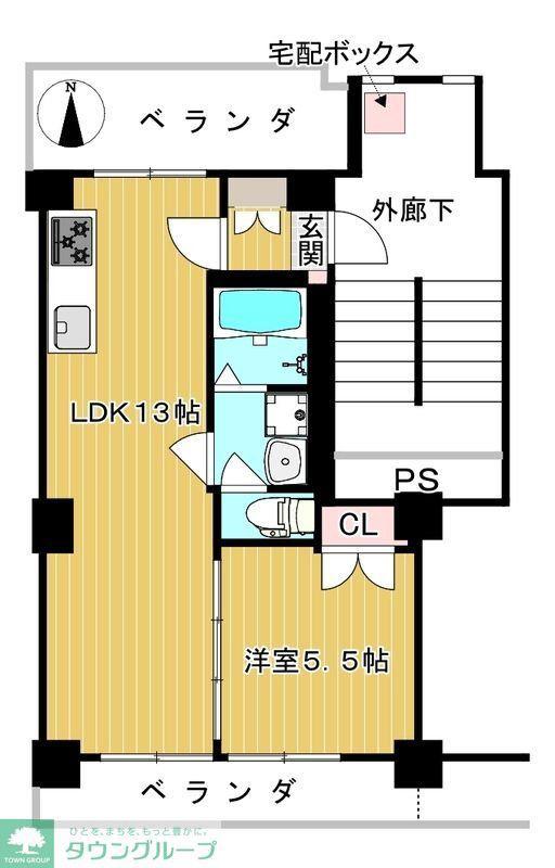 サンステージ府中(1LDK/3階)の間取り写真