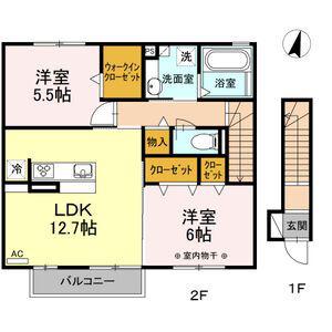 アメミール(2LDK/2階)の間取り写真
