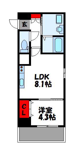 FORBIS原町駅前(1LDK/8階)の間取り写真