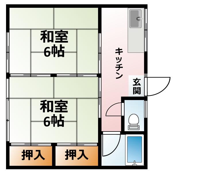 コーポ冨田(2K/2階)の間取り写真
