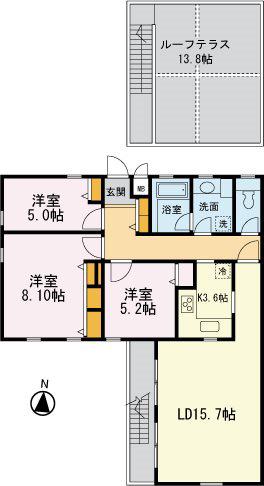 サリーレ成城(3LDK/2階)の間取り写真