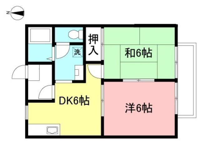 ガーデンハウス(2DK/1階)の間取り写真