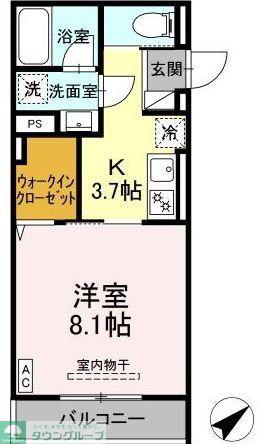 LUXE三ツ沢(1K/3階)の間取り写真
