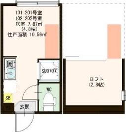 ハーモニーテラス仲宿III(ワンルーム/1階)の間取り写真