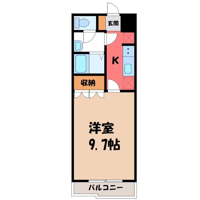 東武佐野線 佐野市駅 徒歩26分 2階建 築21年(1K/2階)の間取り写真