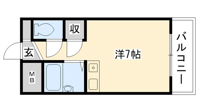 セセラギフラット(1K/2階)の間取り写真