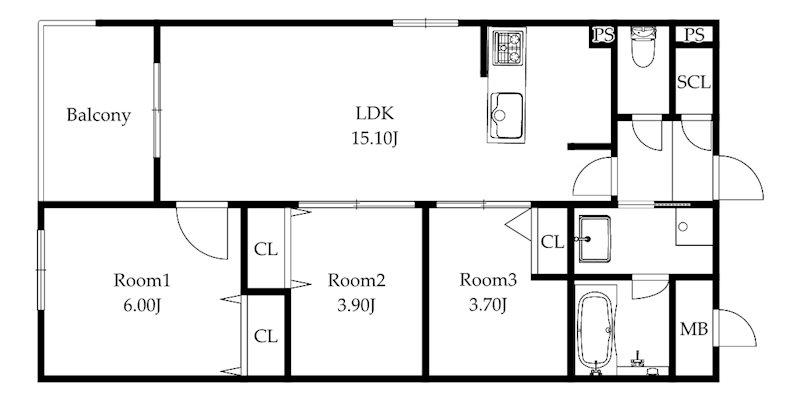MODERN PALAZZO姪浜II(3LDK/4階)の間取り写真